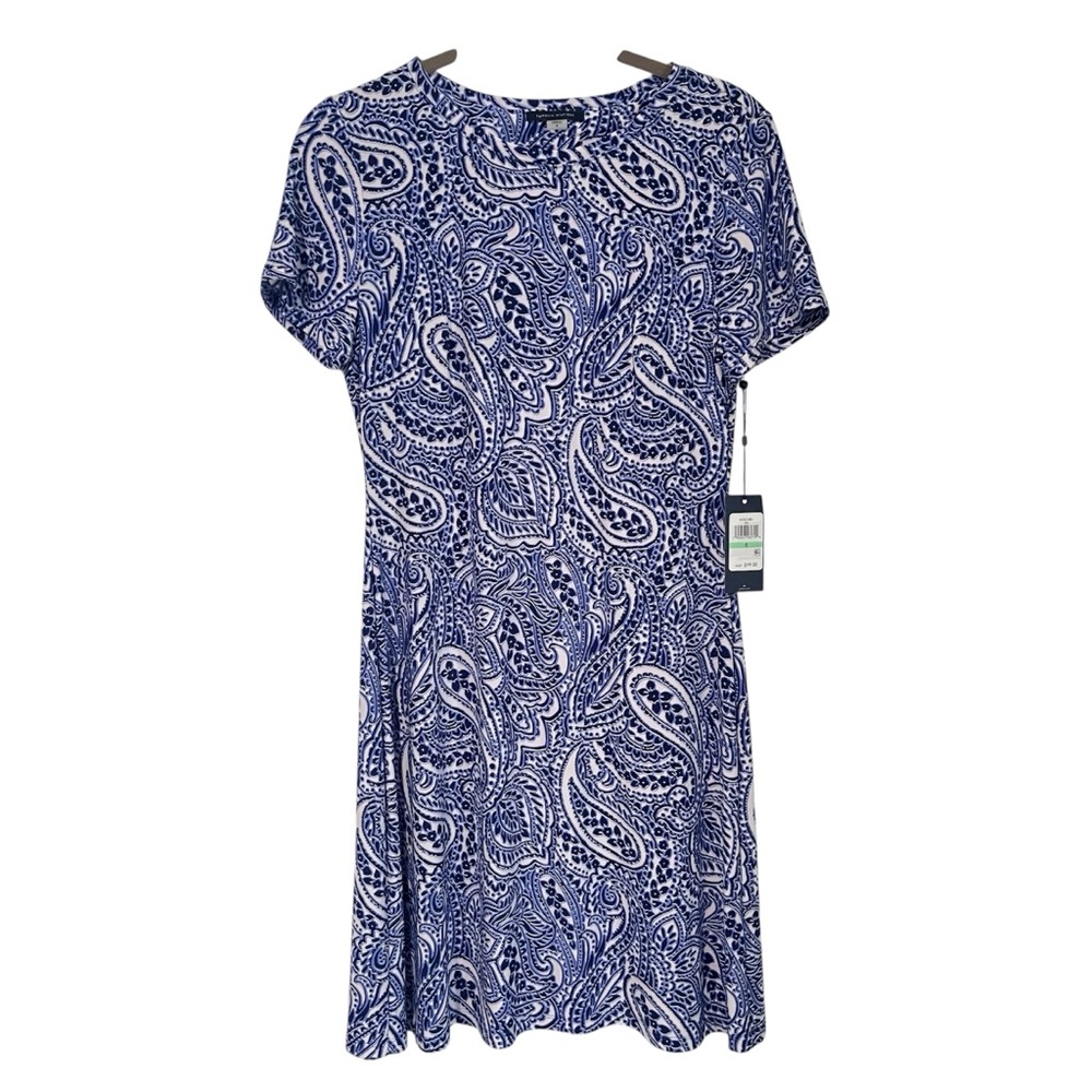 NWT Tommy Hilfiger size 8 women’s short sleeve blue and white dress